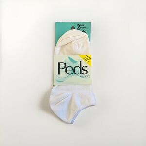 VTG Socks 2 Pack Peds ExtraLow Cut Ankle White Cotton Polyester Spandex USA 90's